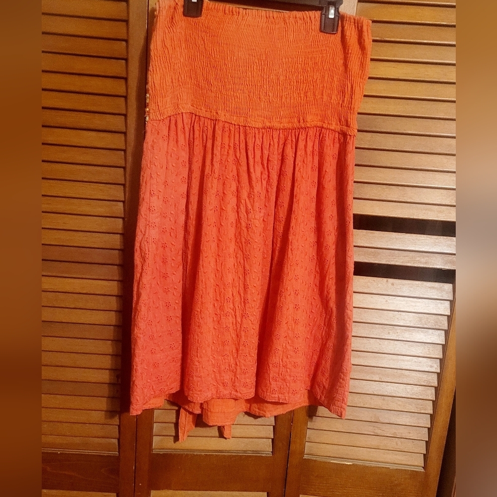 American Rag Orange Smocked Top - Picture 3 of 10